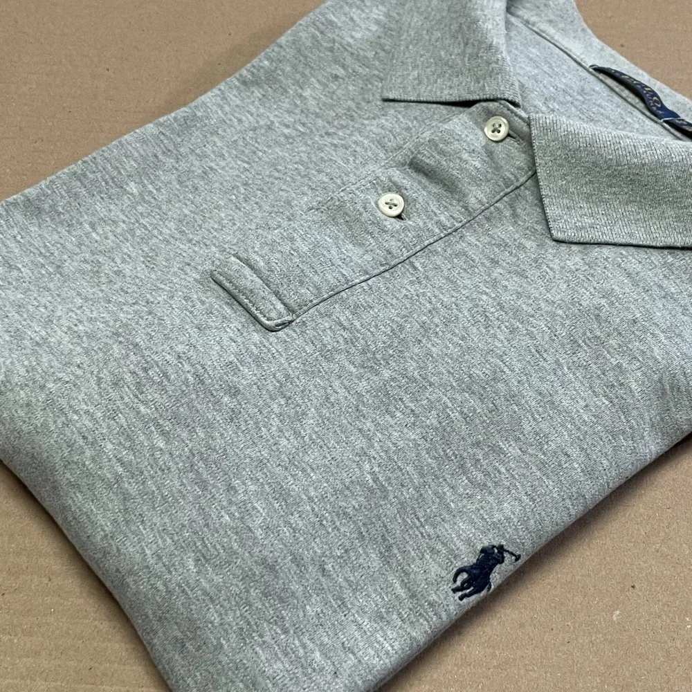 Polo Ralph Lauren Men's‎ 3XL Gray Polo Navy Embroidered Pony Preppy Classic - Picture 10 of 12